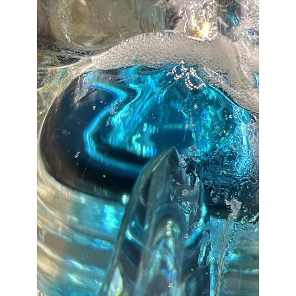 Vtg Chalet Canada Art Glass Blue Gold Clear MCM Paperweight Pear PLEASE READ - Picture 13 of 16